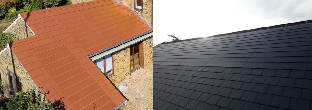 Colored solar red tile roof
